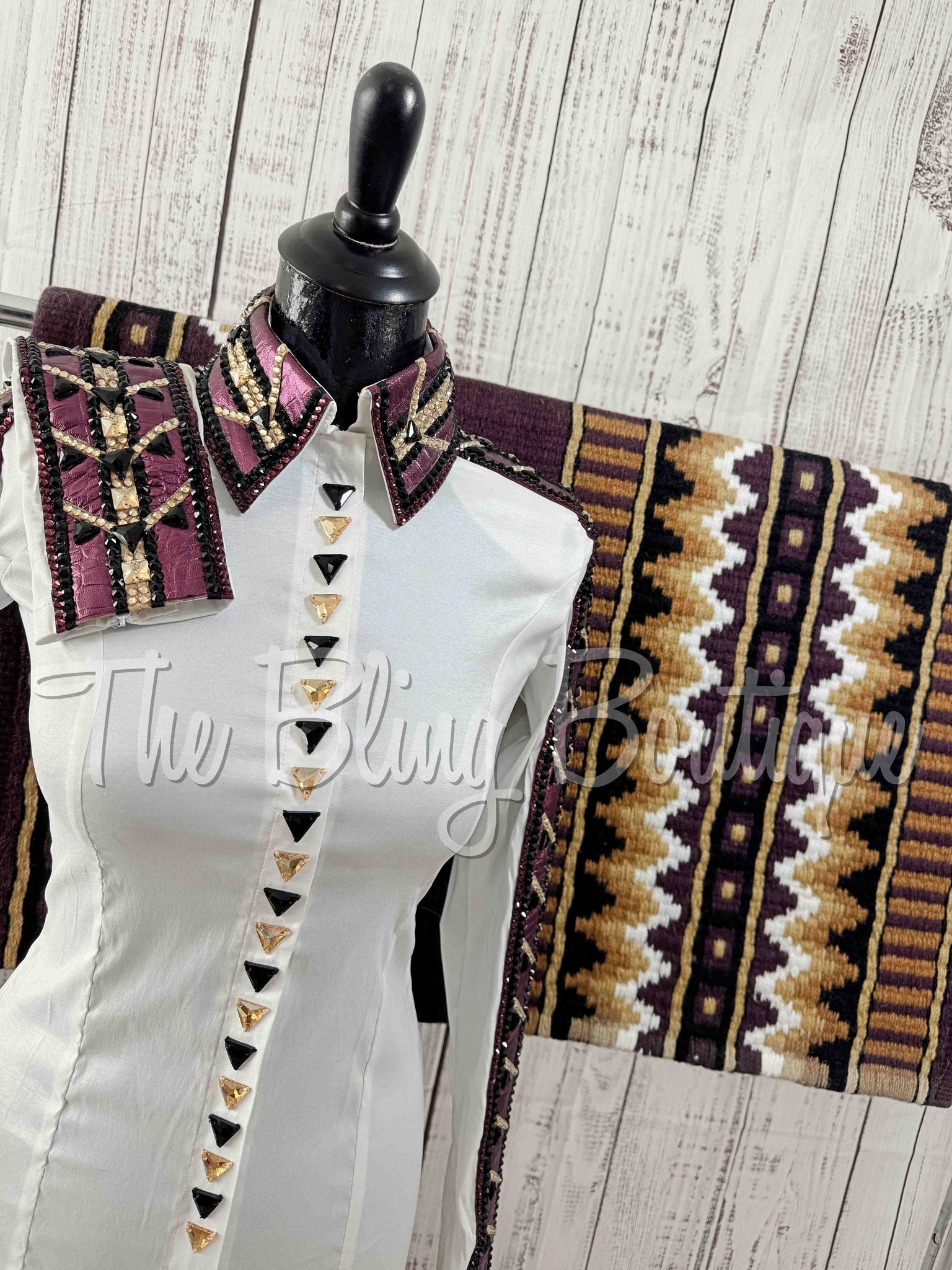 White, Plum & Tan Day Shirt Set (S)