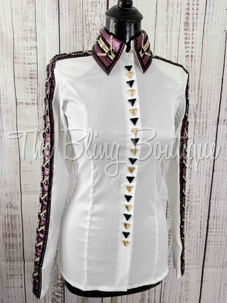 White, Plum & Tan Day Shirt Set (S)