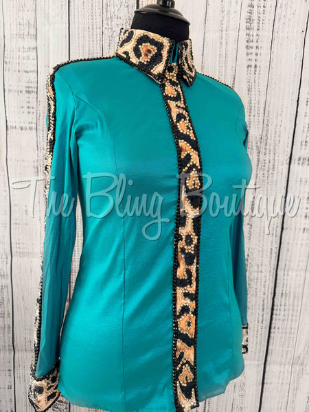 Teal & Tan Leopard Day Shirt Set (XL)