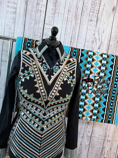 Black, Turquoise & Tan Vest Set (M/L)