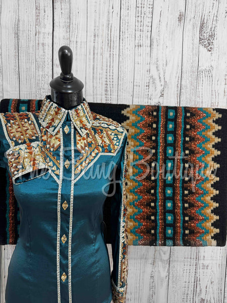 RE-ORDER Dark Teal, Copper & Tan Day Shirt Set (Choose Your Size)