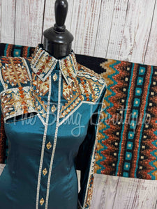 RE-ORDER Dark Teal, Copper & Tan Day Shirt Set (Choose Your Size)