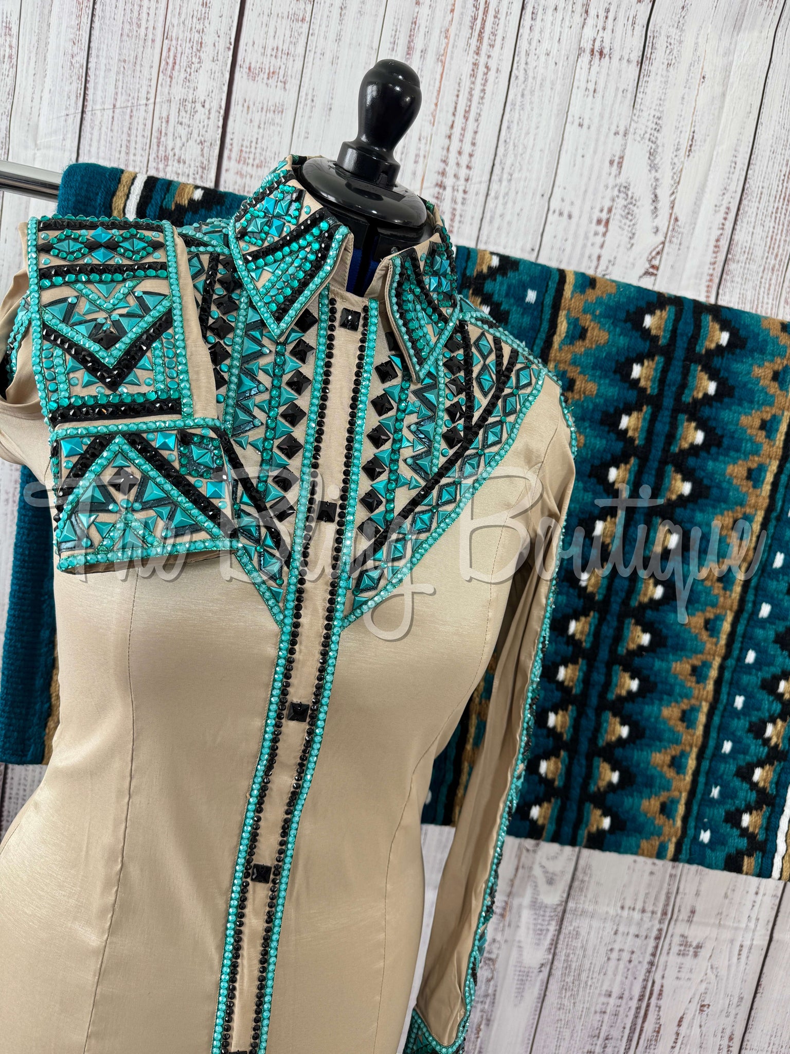 RE-ORDER Tan & Teal Day Shirt Set (Choose Your Size)