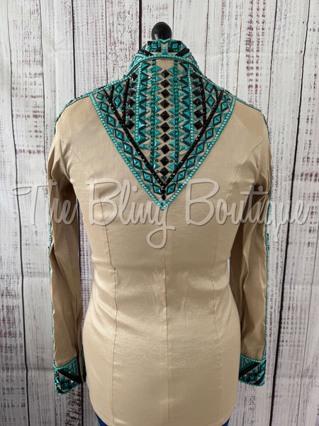 RE-ORDER Tan & Teal Day Shirt Set (Choose Your Size)