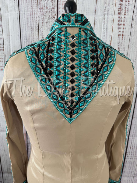 RE-ORDER Tan & Teal Day Shirt Set (Choose Your Size)