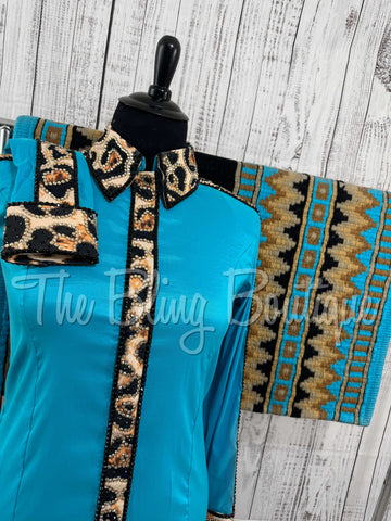 Turquoise & Tan Leopard Day Shirt Set (2XL)