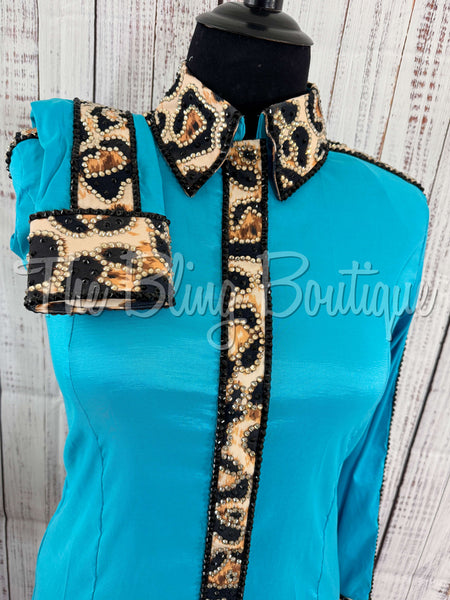 Turquoise & Tan Leopard Day Shirt Set (2XL)