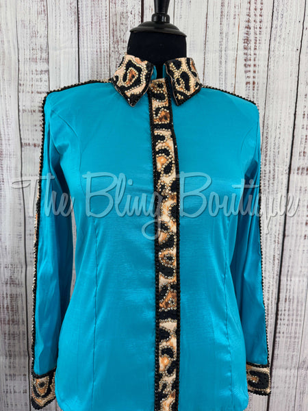 Turquoise & Tan Leopard Day Shirt Set (2XL)