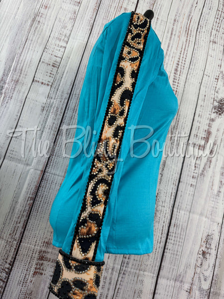 Turquoise & Tan Leopard Day Shirt Set (2XL)