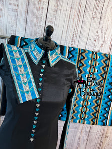 Black & Shades Of Turquoise Day Shirt Set (L)
