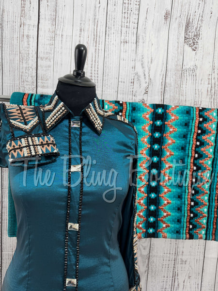 RE-ORDER Ocean Teal & Rose Gold Day Shirt Set (Choose Your Size)