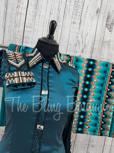 RE-ORDER Ocean Teal & Rose Gold Day Shirt Set (Choose Your Size)