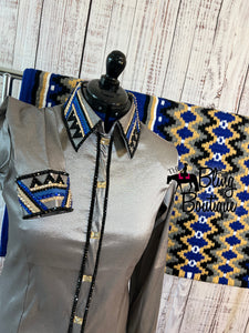 Grey, Royal Blue & Tan Day Shirt Set (XL)