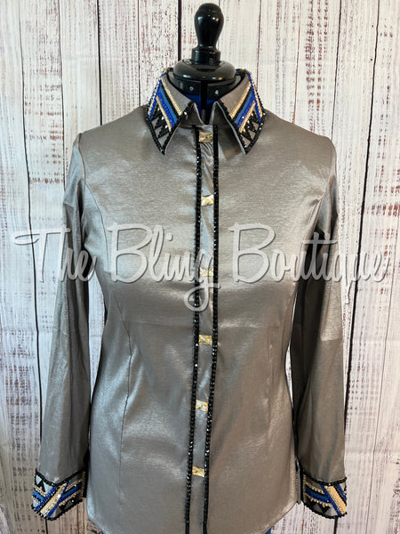 Grey, Royal Blue & Tan Day Shirt Set (XL)