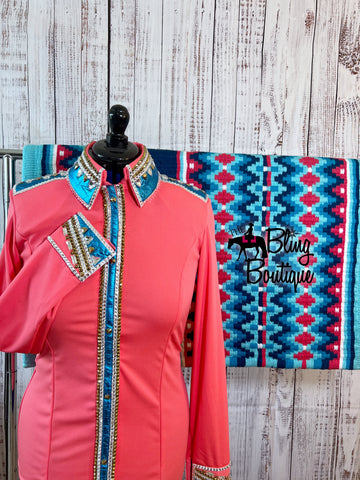 Coral & Turquoise Day Shirt Set (M)