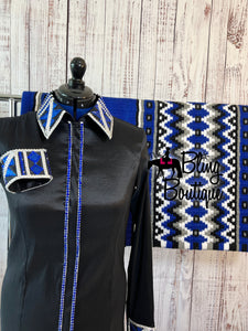 Black, Royal Blue & White Day Shirt Set (XL)