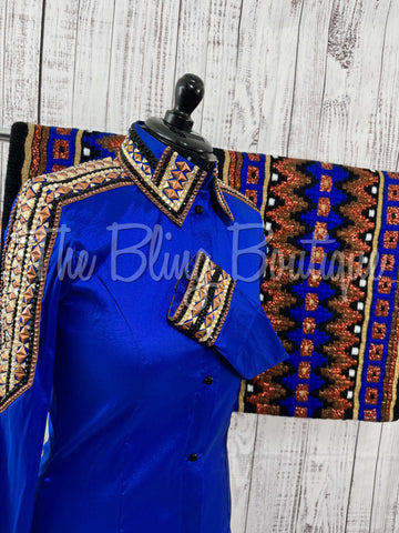 Royal Blue & Copper Day Shirt Set (L)