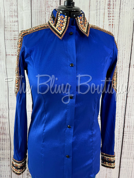 Royal Blue & Copper Day Shirt Set (L)