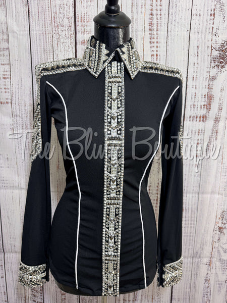 RE-ORDER Black, White, Silver & Gunmetal Day Shirt Set (Choose Your Size)