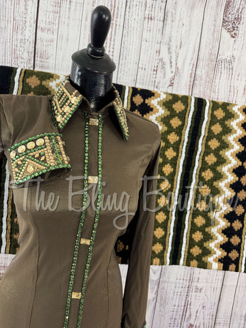 Dark Olive Green & Tan Day Shirt Set (S)