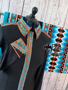 Black, Turquoise & Copper Day Shirt Set (M)