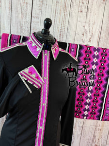 Black & Fuchsia Day Shirt Set (L)