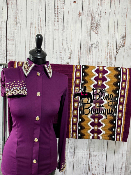 Berry, Tan & Bronze Day Shirt Set (XS)