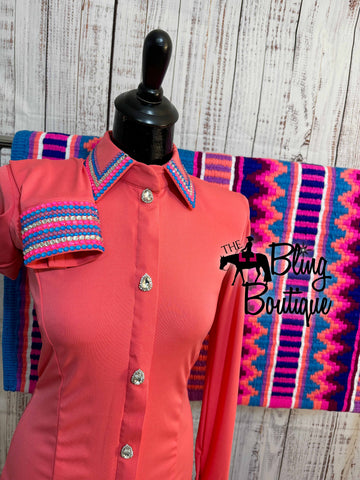 Bright Peach & Malibu Blue Day Shirt Set (S)