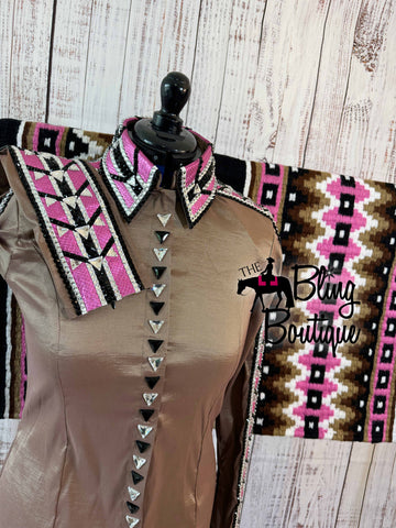 Mocha, Pink & Black Day Shirt Set (L)