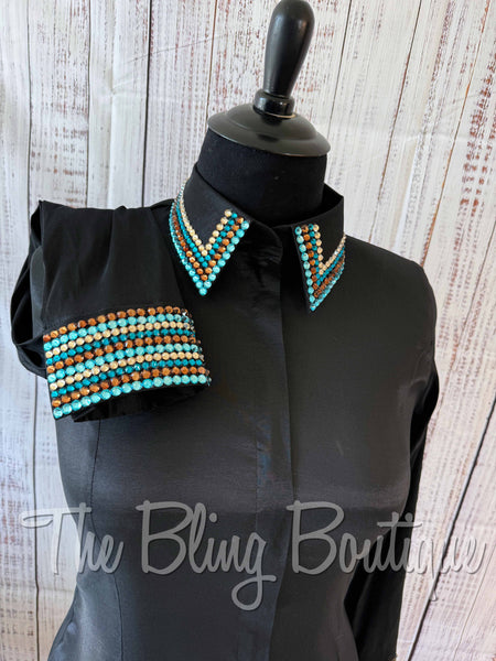 Black, Turquoise & Brown Shirt Set (XL)