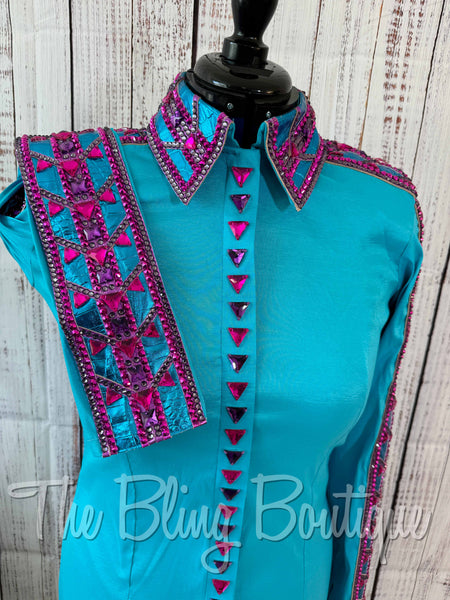 Turquoise & Fuchsia Day Shirt Set (L)