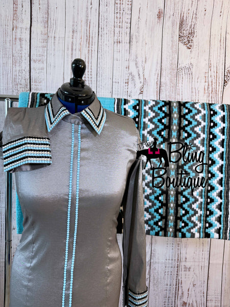 Grey & Turquoise Day Shirt Set (L)