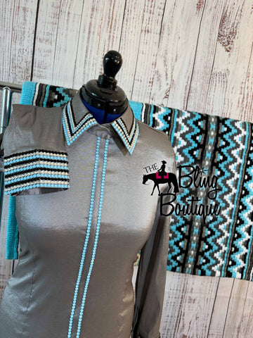 Grey & Turquoise Day Shirt Set (L)