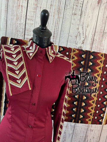 Burgundy & Tan Day Shirt Set (XS/S)