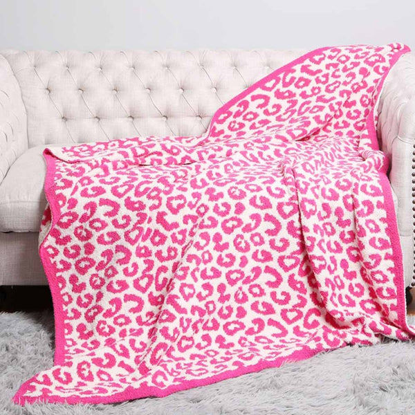 Fuchsia & White Leopard Throw Blanket