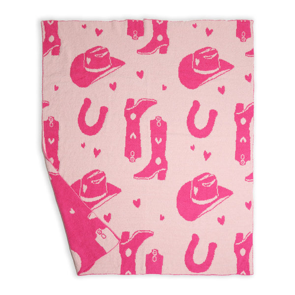 Pink Reversible Cowgirl Throw Blanket