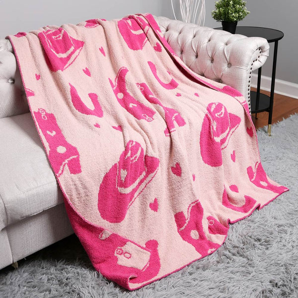 Pink Reversible Cowgirl Throw Blanket