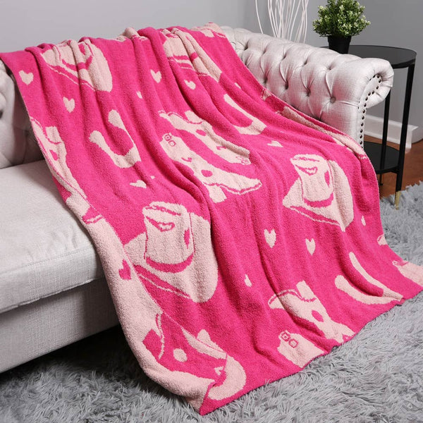 Pink Reversible Cowgirl Throw Blanket